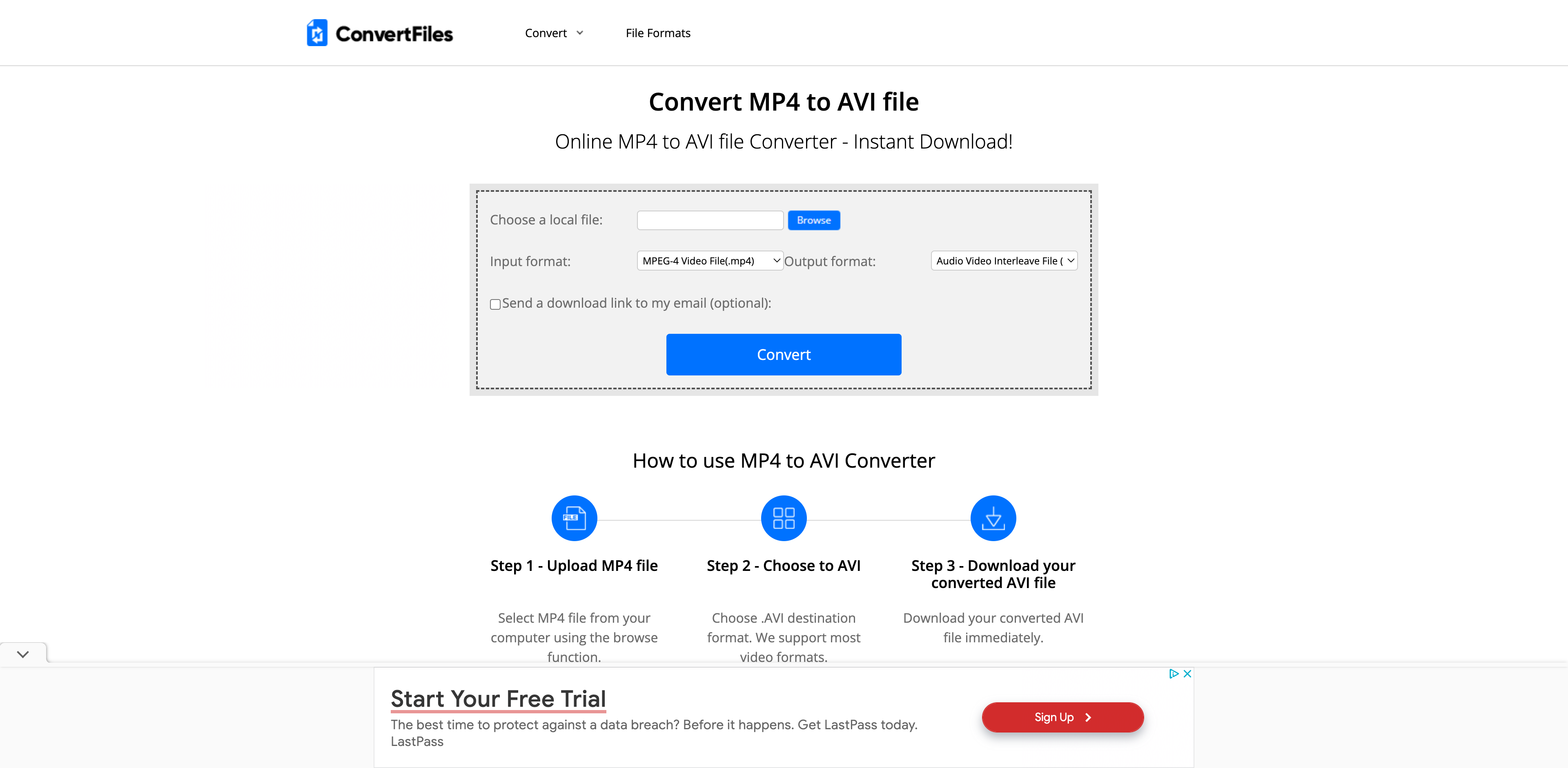 Online-Convert.com MP4 to AVI Converter screenshot